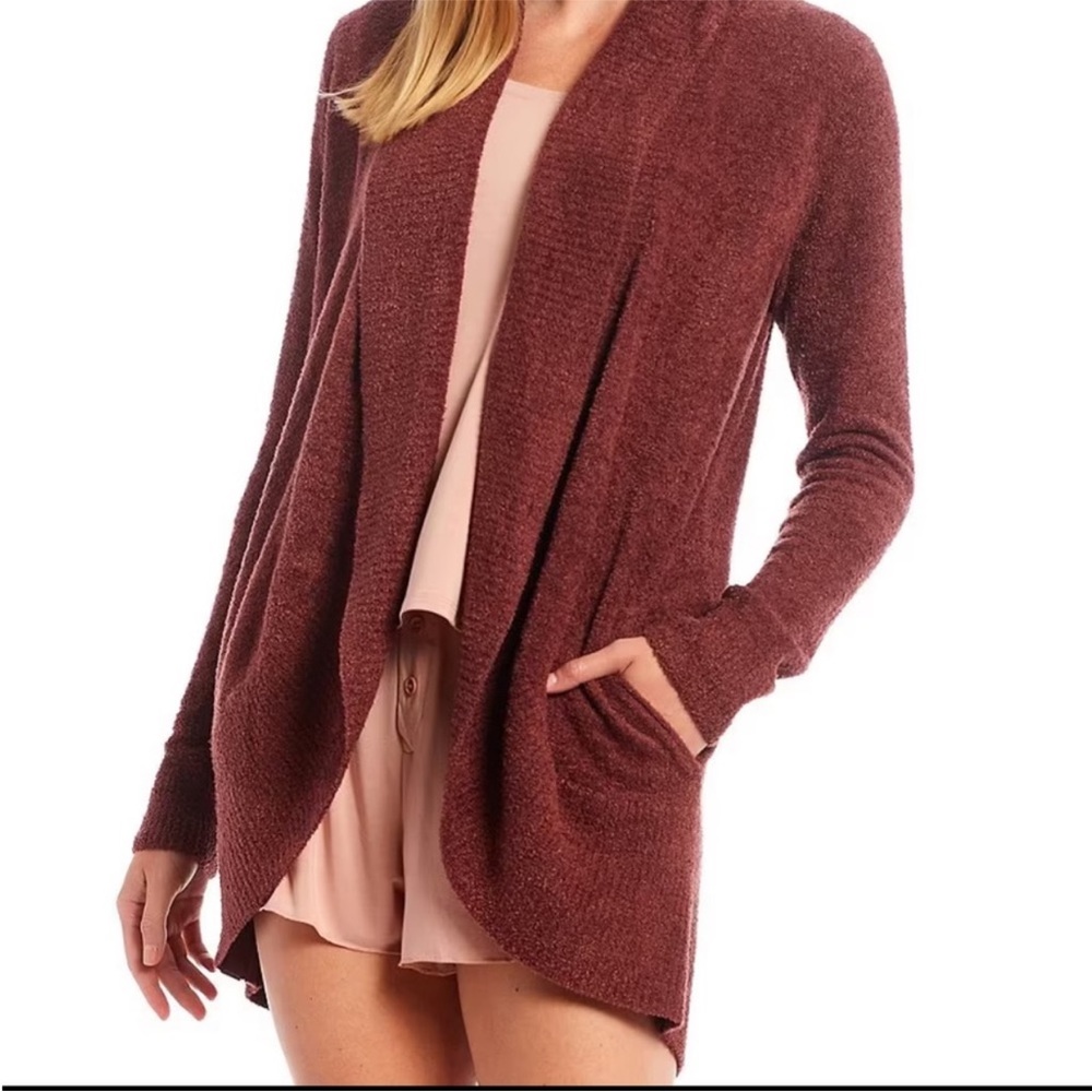 Barefoot Dreams CozyChic Lite Circle Cardi Burgundy Cardigan Size XS/S